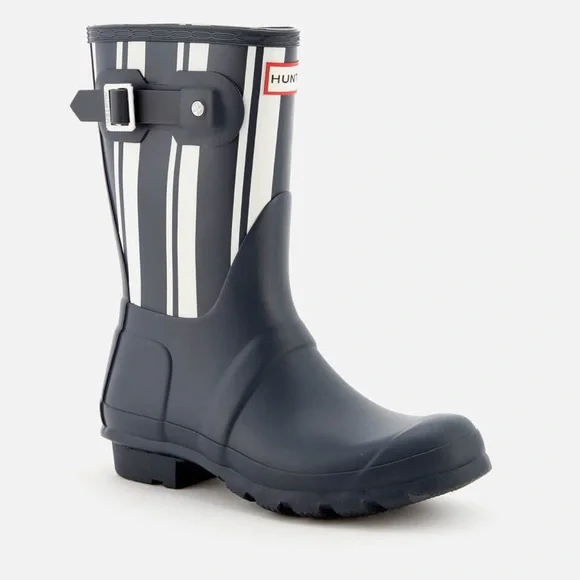 Hunter Mid-Calf Rain Boots Navy/White Sz 8 - Picture 4 of 13
